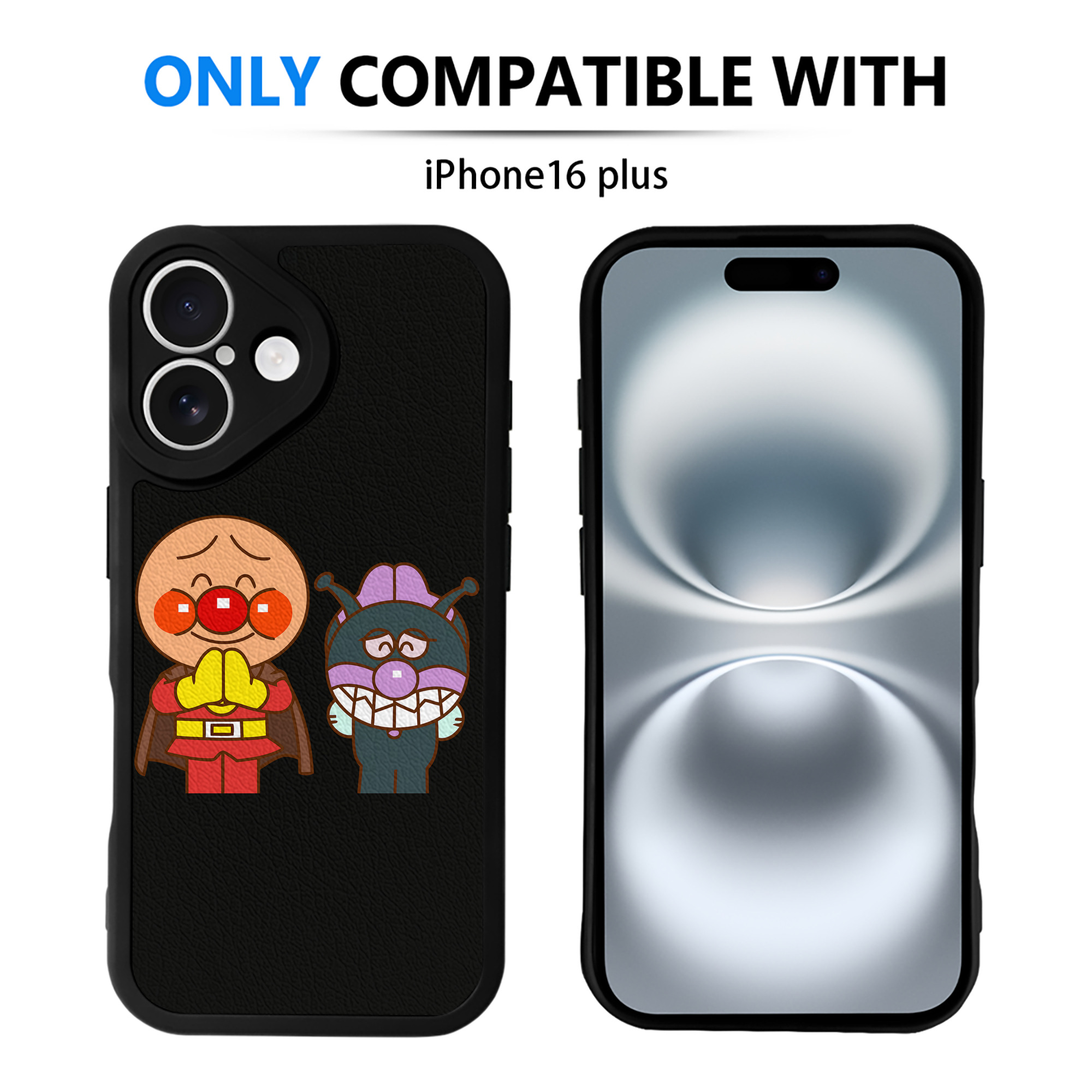 （画像用） アンパンマン Anpanman 【iPhone 16シリーズ対応】シリコンスマホケース（レザー調） 材質：シリコン